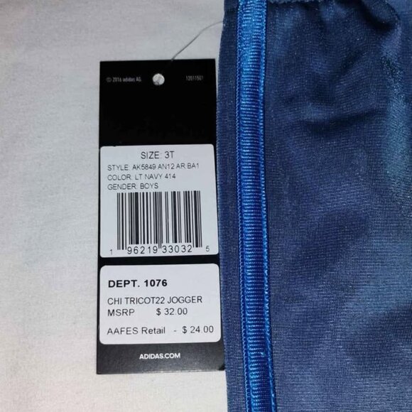3T Adidas Navy Tricot joggers, NWT - Picture 3 of 6
